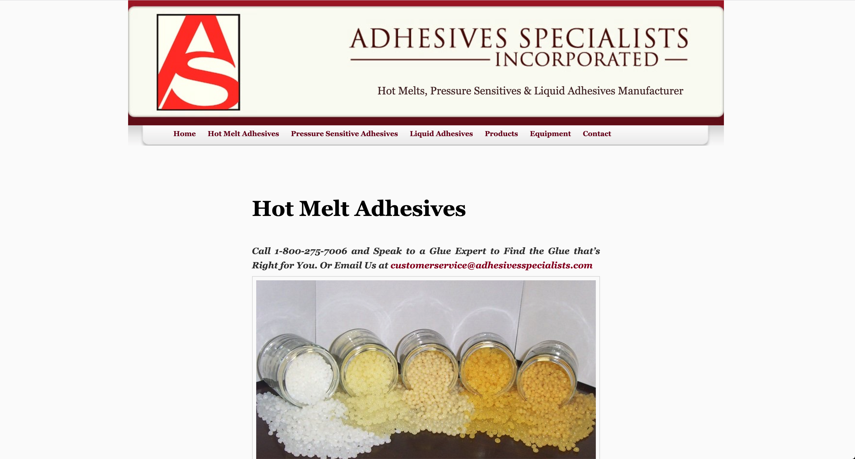 Adhesives website before